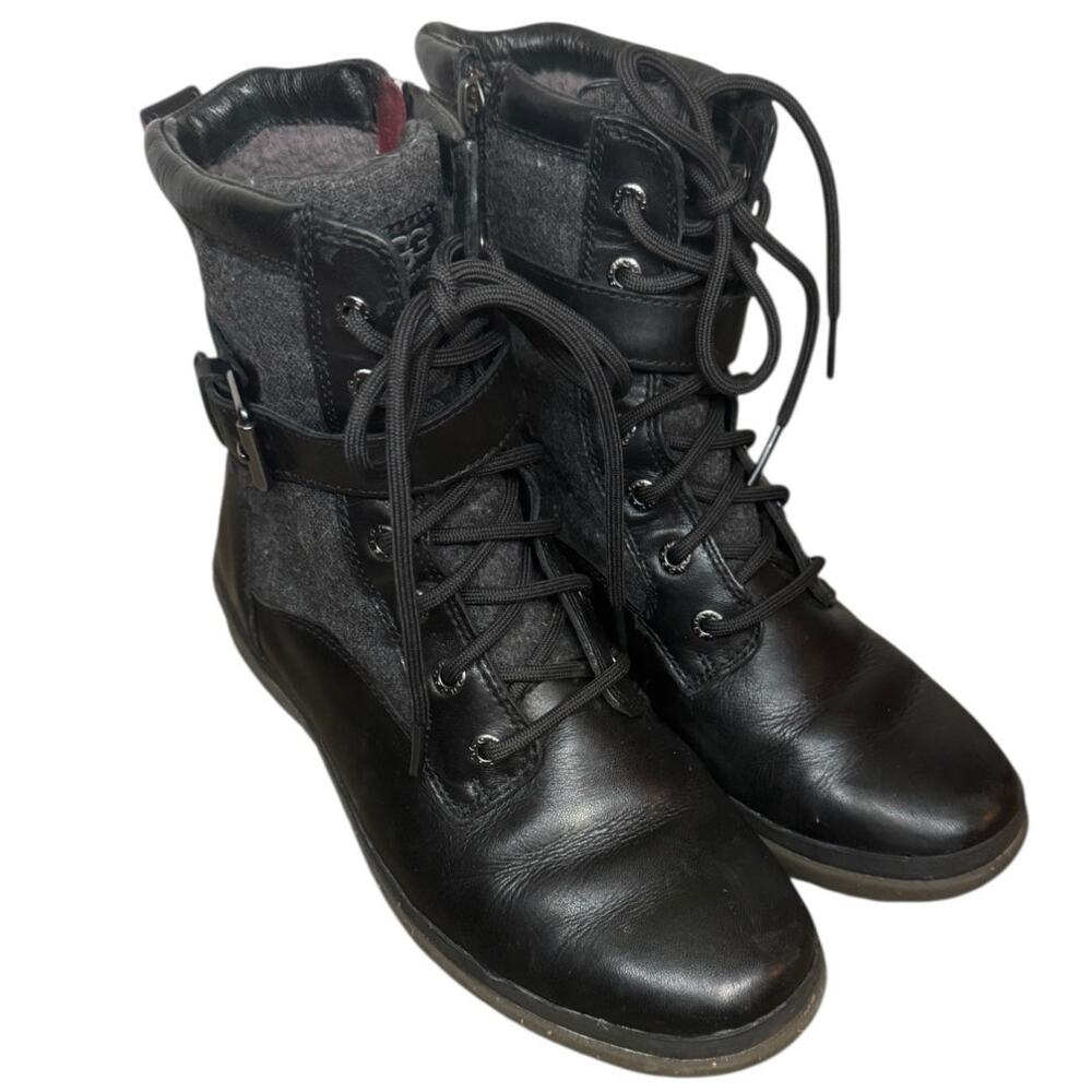 UGG Kesey Waterproof Leather & Textile Wool Lined Winter Boots SZ 7